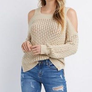 CHARLOTTE RUSSE-Mauve Cold Shoulder Sweater